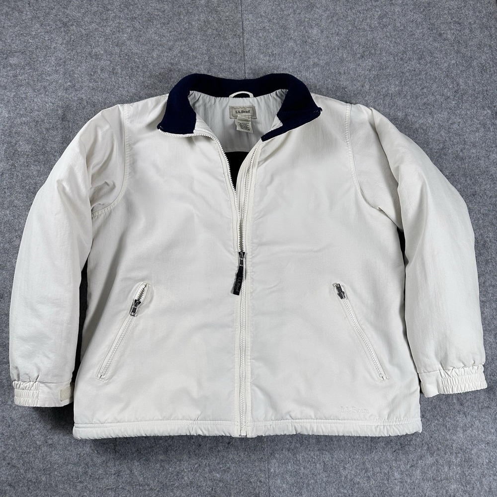 L.L.Bean Vintage 90s Fleece Lined Warm Up Jacket L Women's Cream Outdoor